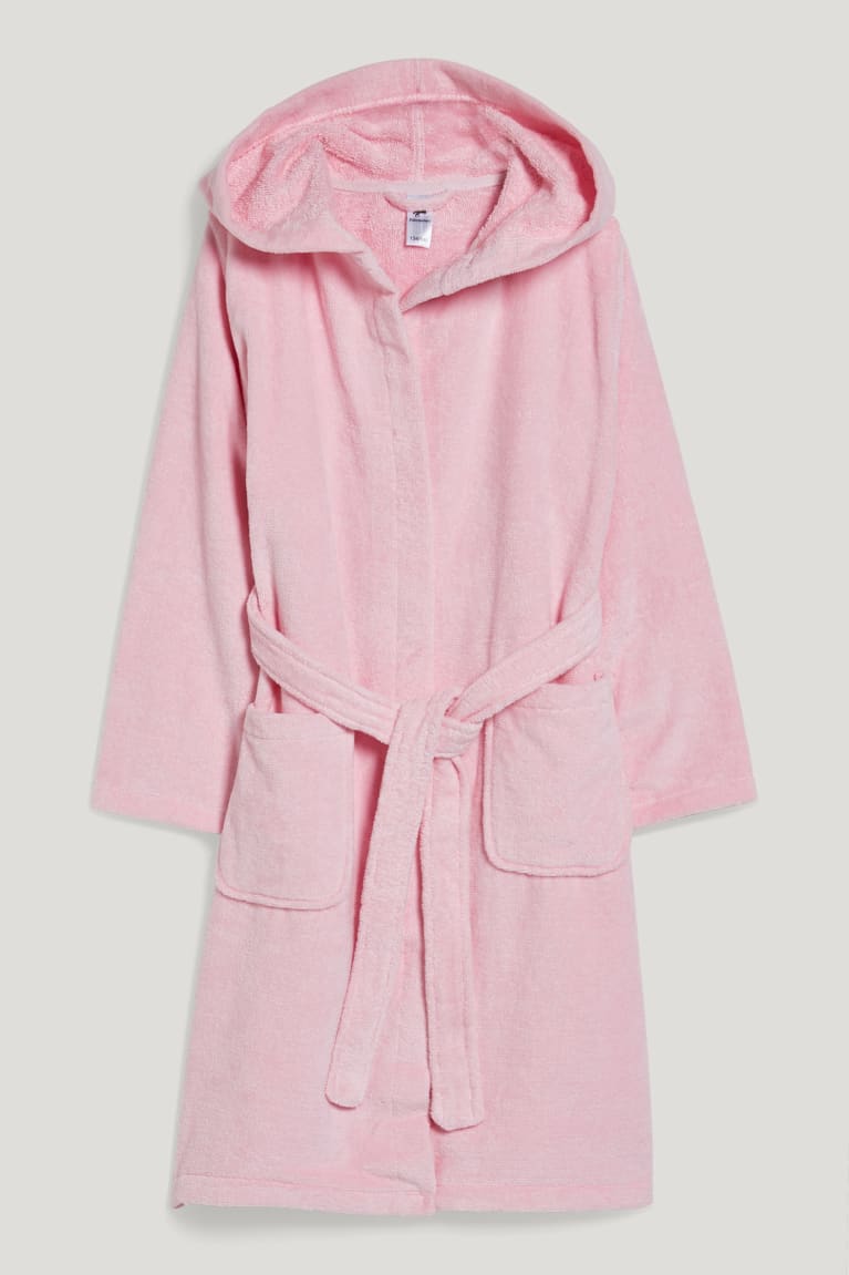 C&A Terry Cloth Bathrobe With Hood Organic Puuvilla Tytön Alusvaatteet Pinkki | 93QAEKTSH