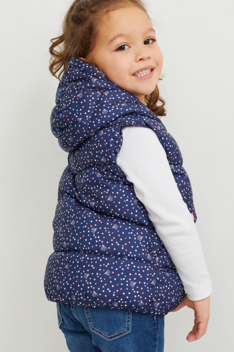 C&A Tikattu Gilet With Hood Recycled Polka Dot Tytön Takki Tummansininen | 45YJRNFUO