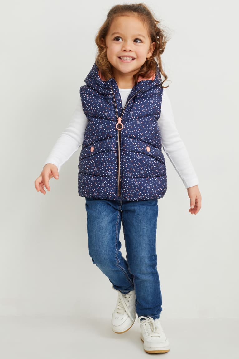 C&A Tikattu Gilet With Hood Recycled Polka Dot Tytön Takki Tummansininen | 45YJRNFUO