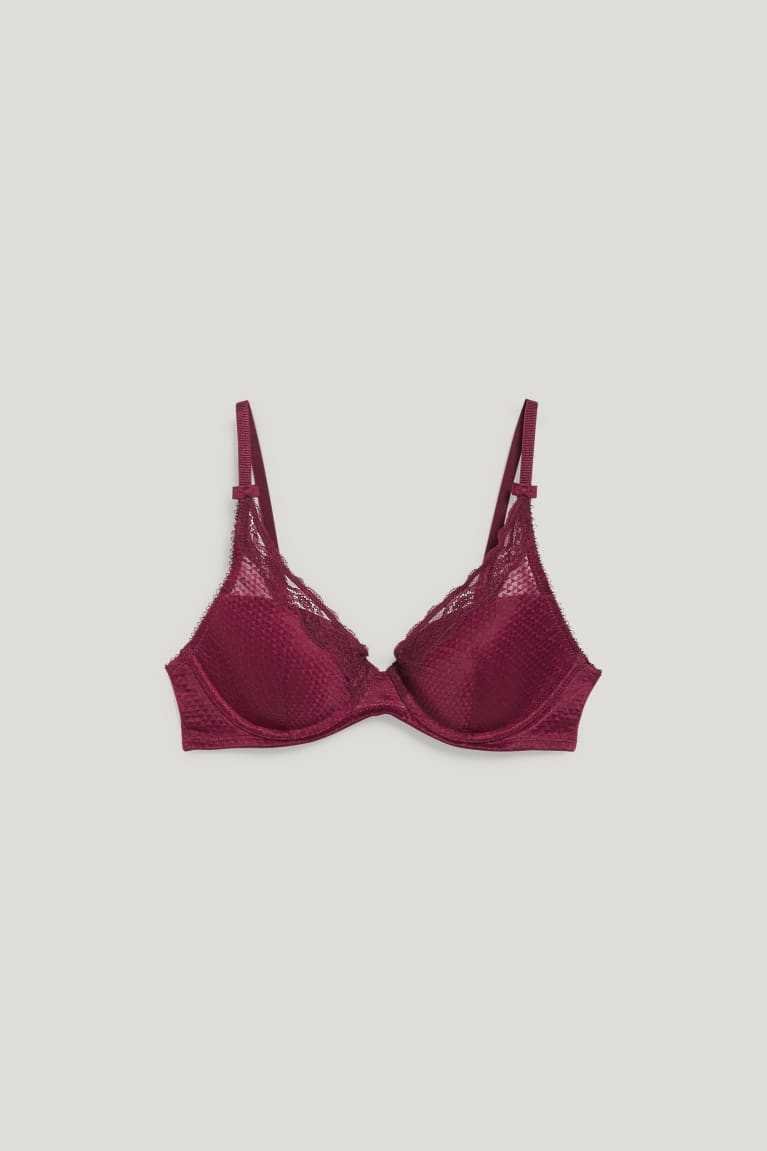 C&A Underwire Bra Demi Pehmustettu Naisten Alusvaatteet Viininpunainen | 62GSBFMPW