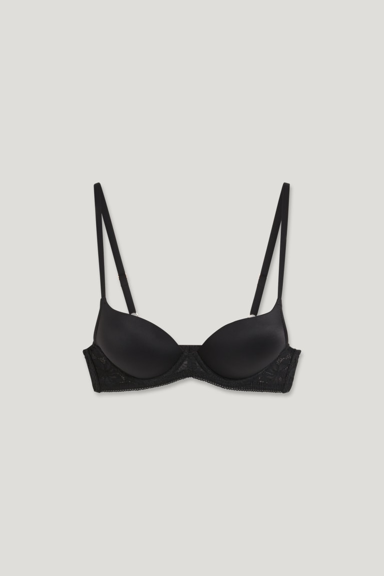 C&A Underwire Bra Plunge Push-up Lycra® Naisten Alusvaatteet Mustat | 83JMYBDHN