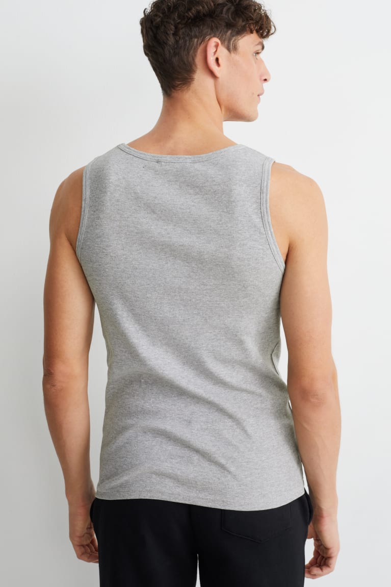 C&A Vest Double Rib Organic Puuvilla Miesten Topit Vaaleanharmaat | 15VWHZCQA